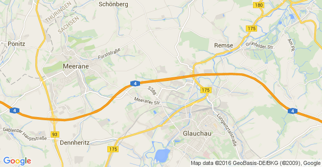 Karte Schönberg bei Glauchau