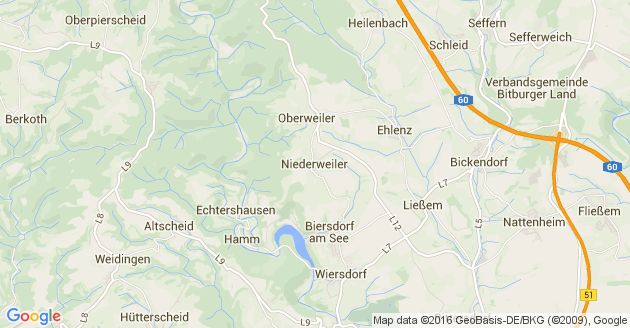 Karte Niederweiler in der Eifel