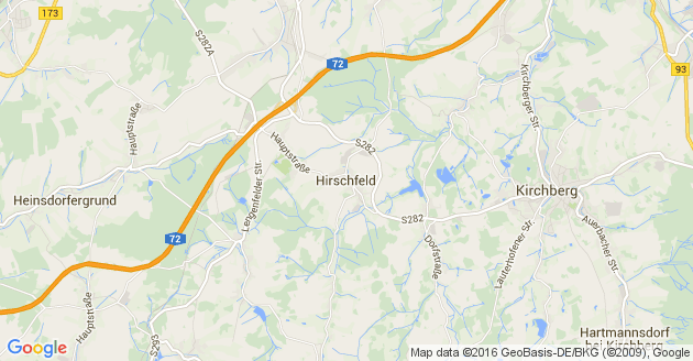 Karte Hirschfeld bei Zwickau