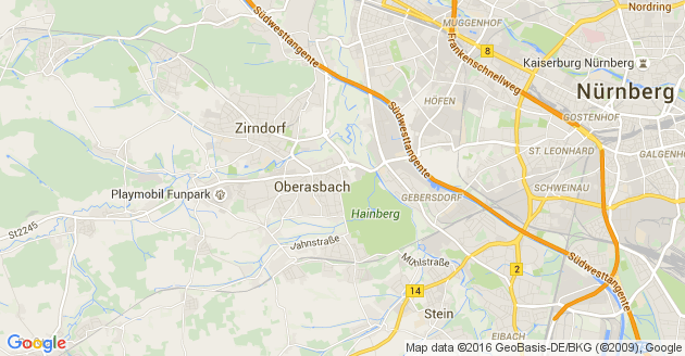 Karte Oberasbach bei Nürnberg