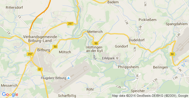 Karte Hüttingen an der Kyll