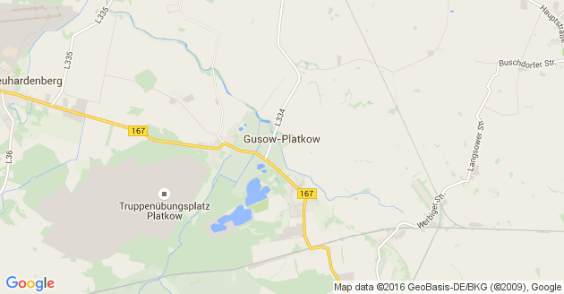 Karte Gusow Platkow