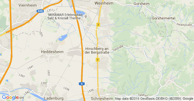 Karte Hirschberg an der Bergstrasse