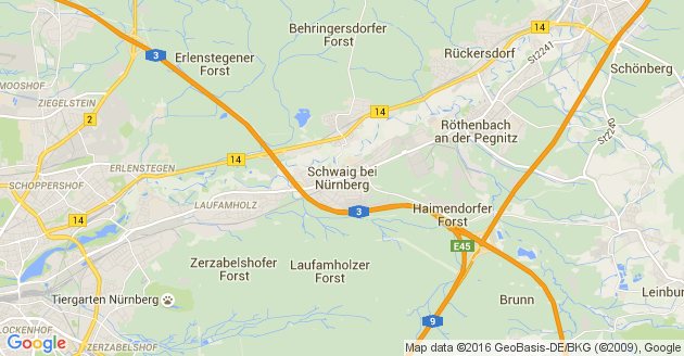 Karte Schwaig bei Nürnberg