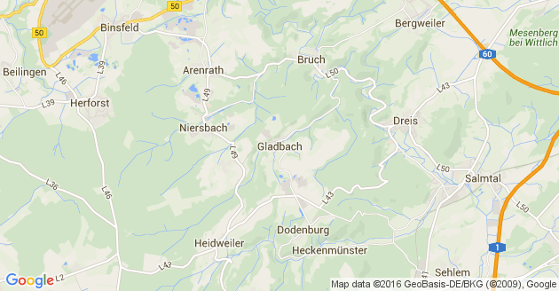 Karte Gladbach bei Wittlich