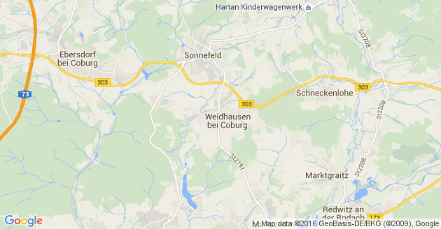 Karte Weidhausen bei Coburg
