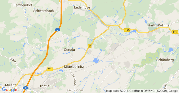 Karte Schwarzbach bei Gera