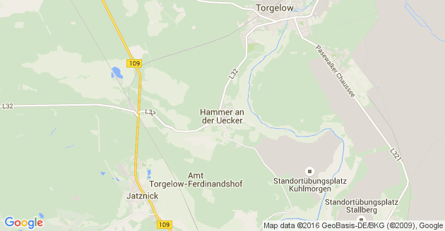 Karte Hammer an der Uecker