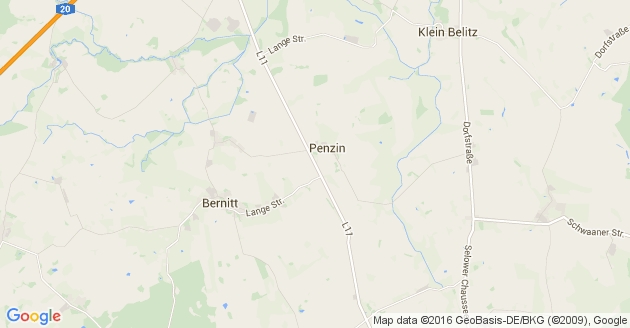 Karte Penzin bei Bützow
