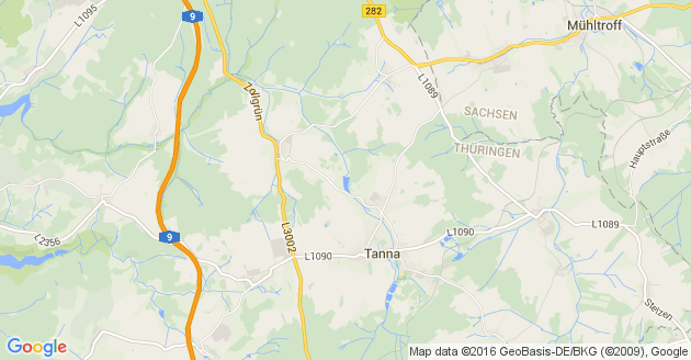 Karte Tanna bei Schleiz