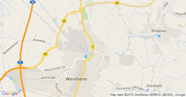 Karte Weinheim an der Bergstrße