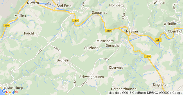Karte Sulzbach im Rhein Lahn Kreis