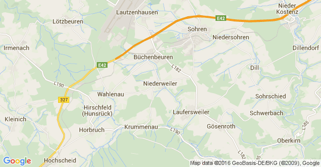 Karte Niederweiler im Hunsrück