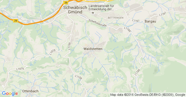 Karte Waldstetten in Württemberg