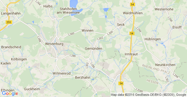 Karte Gemünden im Westerwald