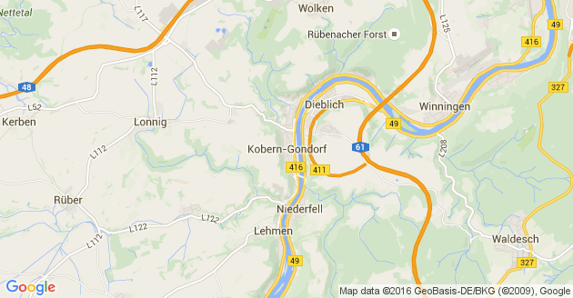 Karte Kobern Gondorf