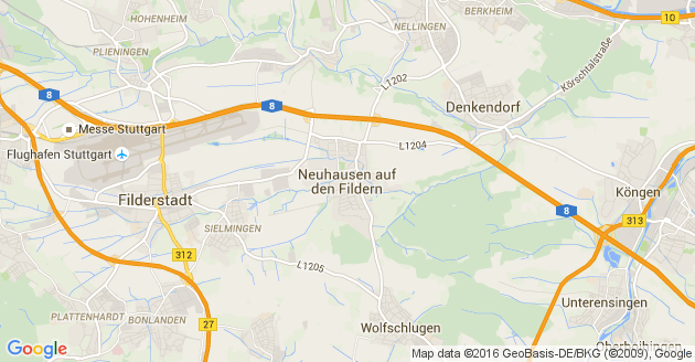 Karte Neuhausen auf den Fildern