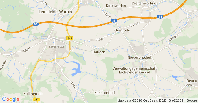 Karte Hausen auf dem Eichsfeld