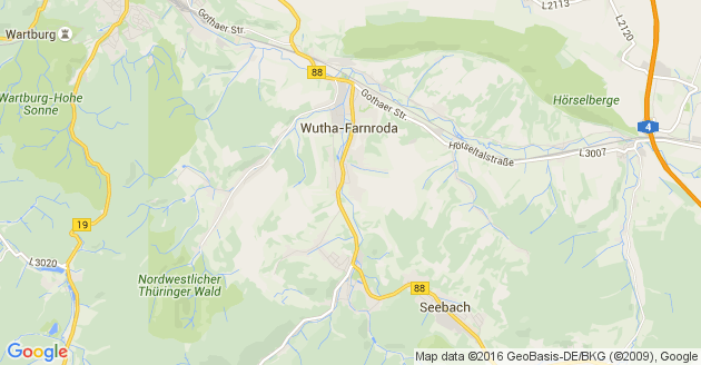 Karte Seebach bei Eisenach in Thüringen