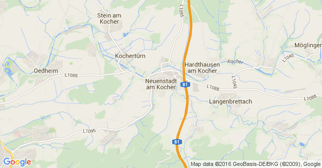 Karte Neuenstadt am Kocher