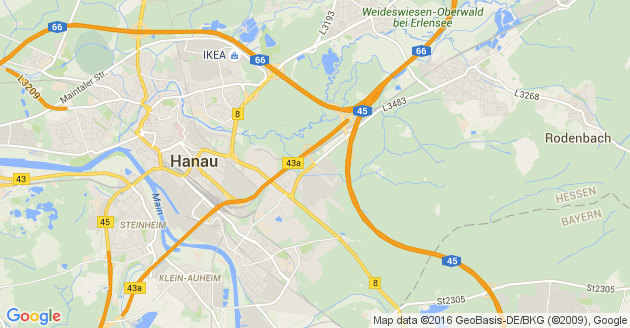 Karte Rodenbach bei Hanau