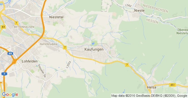 Karte Kaufungen in Hessen