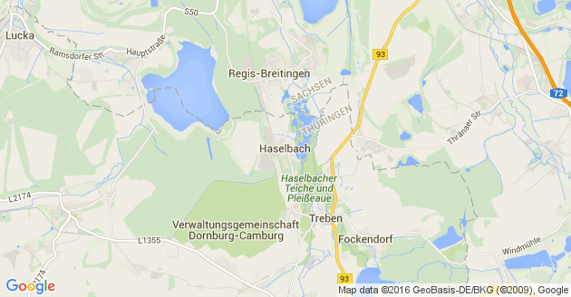 Karte Haselbach bei Altenburg in Thüringen