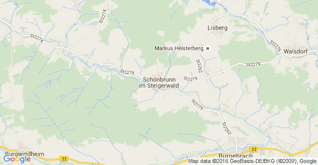 Karte Schönbrunn im Steigerwald