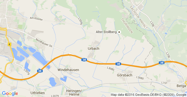 Karte Urbach bei Nordhausen