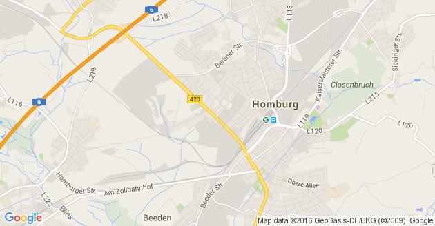 Karte Homburg an der Saar    