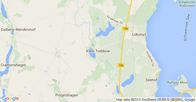 Karte Klein Trebbow bei Schwerin in Mecklenburg