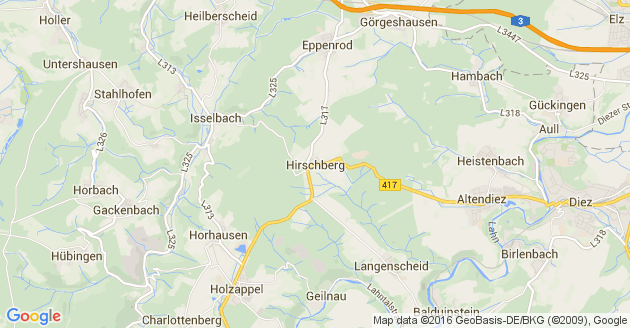 Karte Hirschberg im Rhein Lahn Kreis