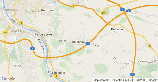 Karte Theilheim Kreis Würzburg