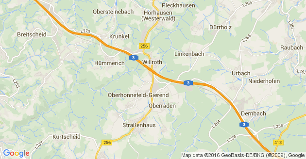 Karte Urbach im Westerwald