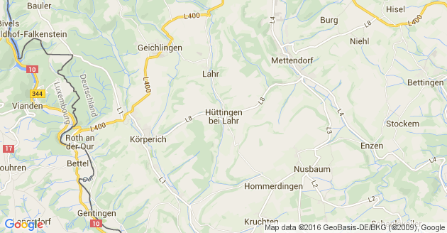 Karte Hüttingen bei Lahr in der Eifel