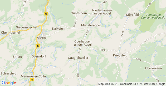 Karte Oberhausen an der Appel