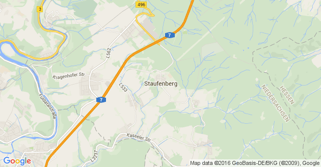Karte Staufenberg in Niedersachsen