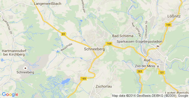 Karte Schneeberg im Erzgebirge