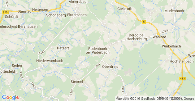 Karte Rodenbach bei Puderbach