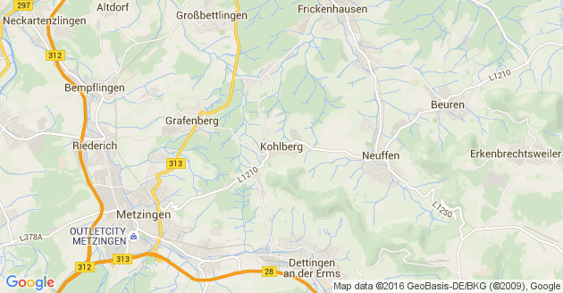 Karte Kohlberg in Württemberg