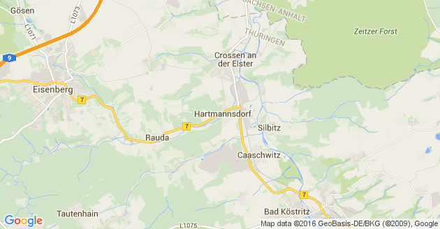 Karte Hartmannsdorf bei Eisenberg in Thüringen
