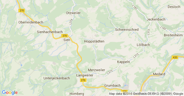 Karte Hoppstädten bei Lauterecken