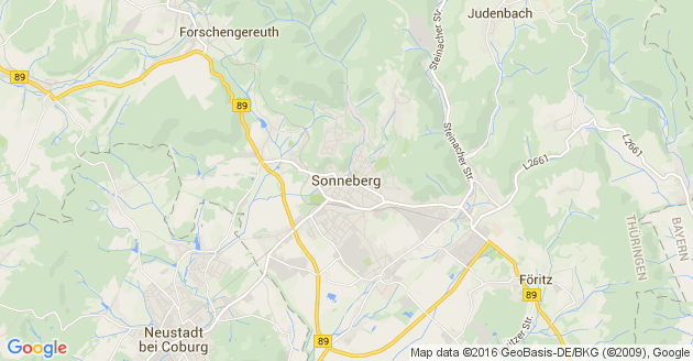 Karte Sonneberg in Thüringen