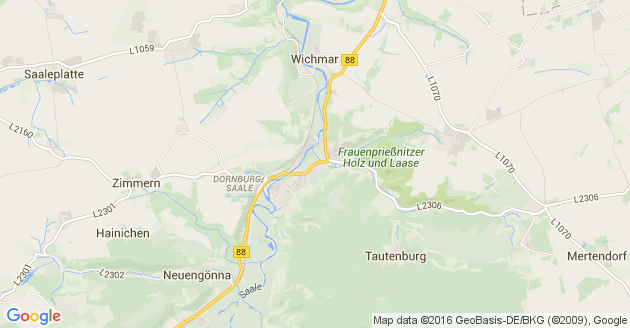 Karte Hainichen bei Jena