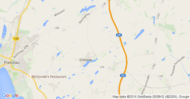 Karte Grünow bei Prenzlau
