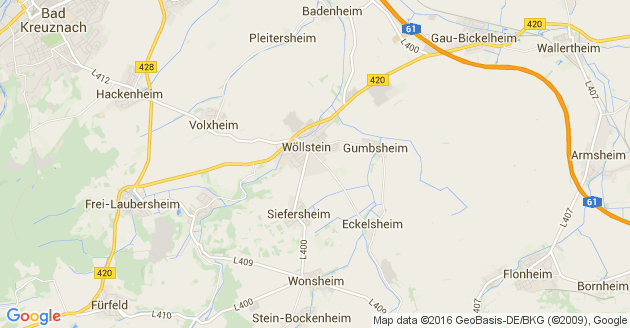 Karte Wöllstein in Rheinhessen