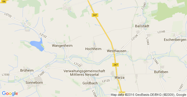 Karte Hochheim bei Gotha in Thüringen