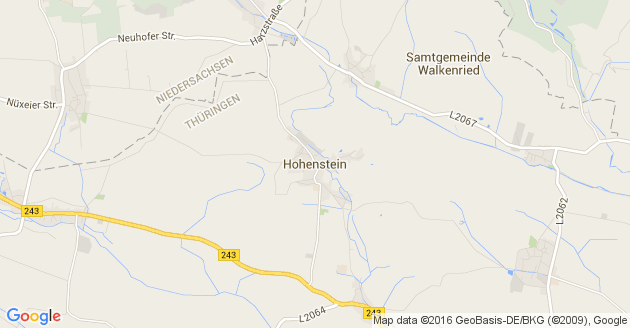 Karte Hohenstein Kreis Nordhausen