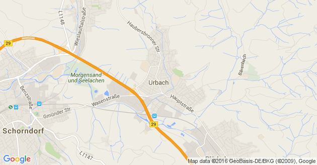 Karte Urbach an der Rems     