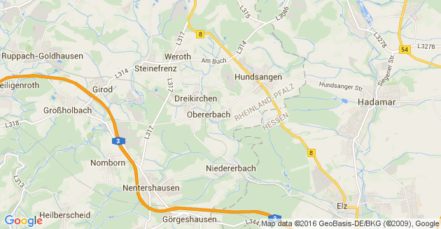 Karte Obererbach im Westerwald